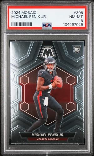 Graded 2024 Panini Mosaic Michael Penix Jr #308 Rookie RC Football Card PSA 8 Near Mint