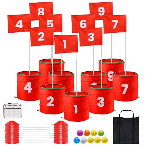 A11N SPORTS Finchley Backyard Golf Chipping Game | Portable 9 or 6 Holes Yard Golf Course for Outdoor, Lawn, Beach, Park | Golf Gifts for Men Women