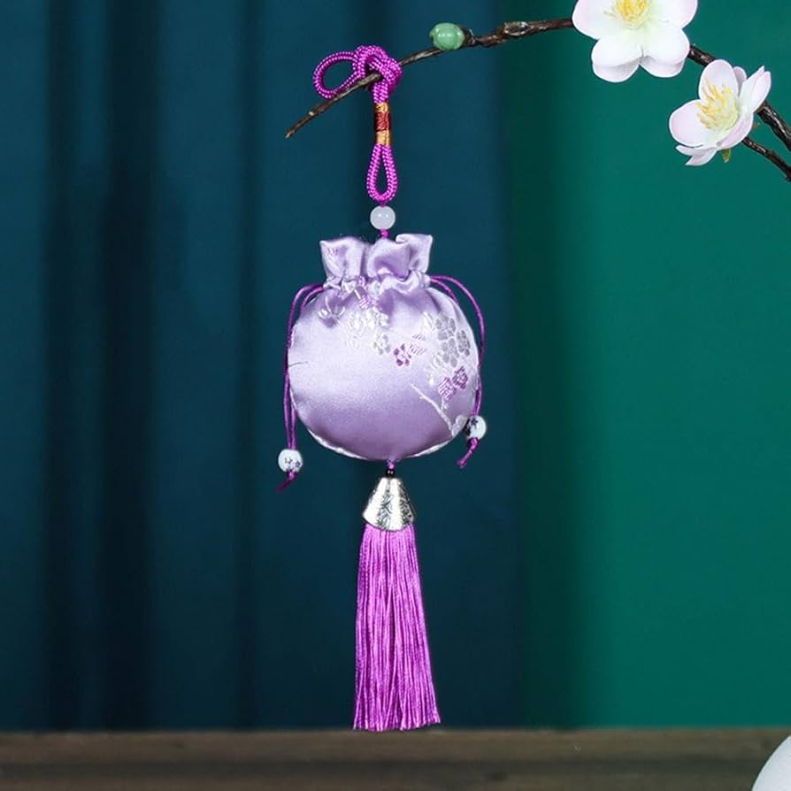 2406-2 手のひら巾着サシェ 香り袋 綿麻 刺繍 SOLD→ご注文承ります