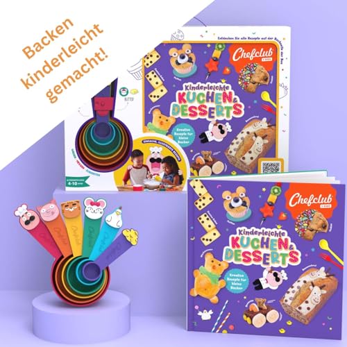 Chefclub Kids 012973 Set: Recipe Book Easy Cakes & Desserts with Chefclub Measuring Cups Child-friendly Baking Book Including Measuring Cups QR Codes for Video Recipes Baking for Children from 4 Years - Image 2