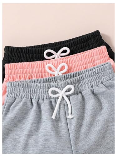 WDIRARA Girl's 3 Pack Elastic Waist Shorts Summer Casual Workout Shorts3