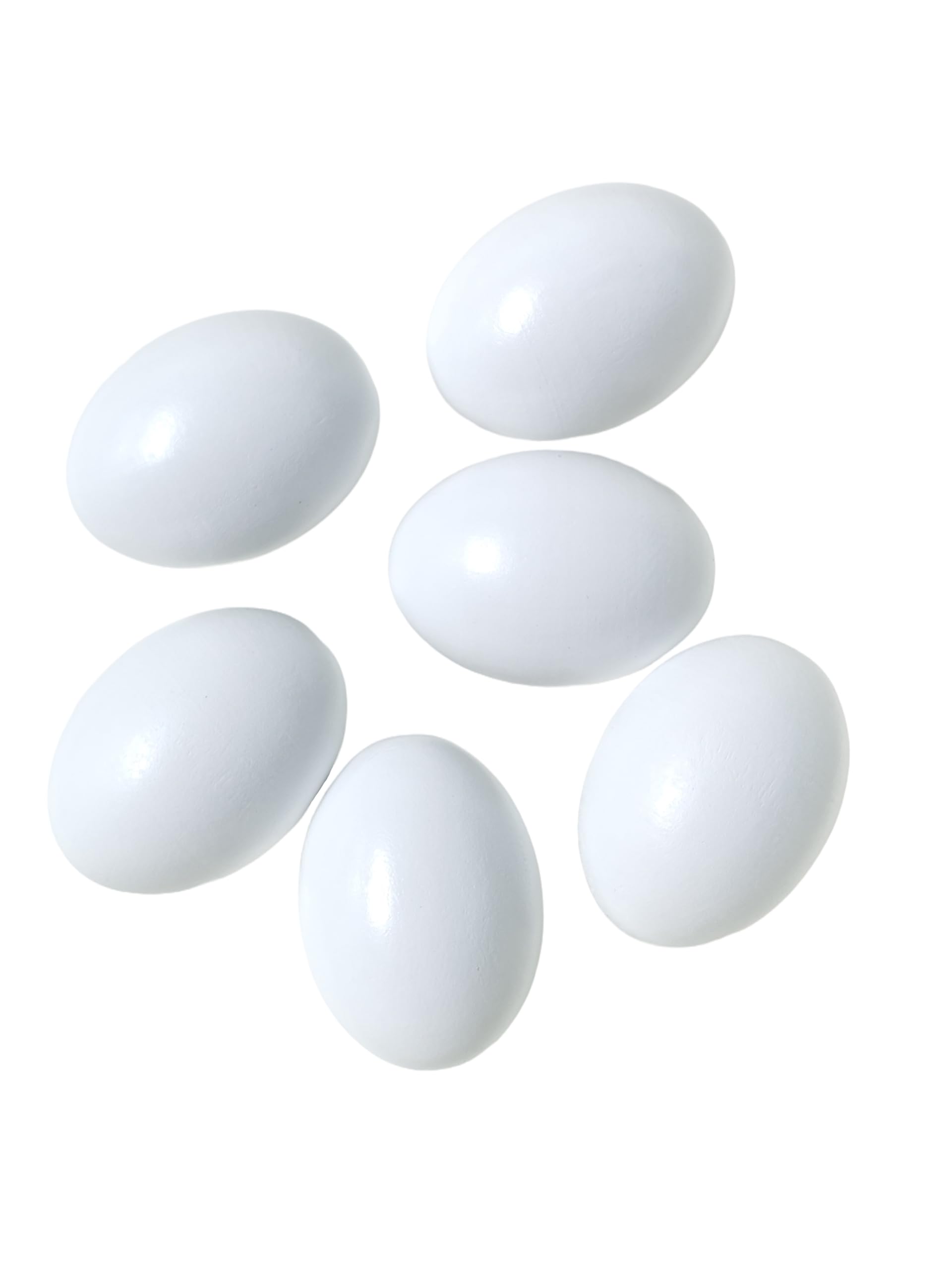 Azatemgo Chicken Eggs Fake Chicken White Eggs Easter Eggs Set of Wooden Fake Eggs to Help Lay Chickens 10 Pcs