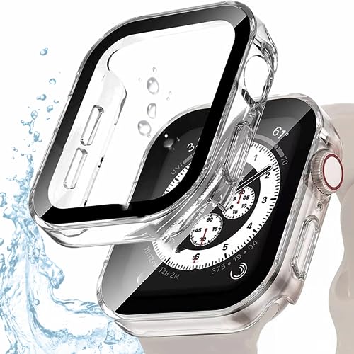 CIOODDW Apple Watch ケース 40mm/44mm 対応 アップルウォッチ Series6/Se2/Se/5/4 アップルウォッチ保護カバー ガラスフィルム 一体型 3D直角エッジデザイン PC+ガラス画面 高透過率 指紋防止 装着簡単 耐