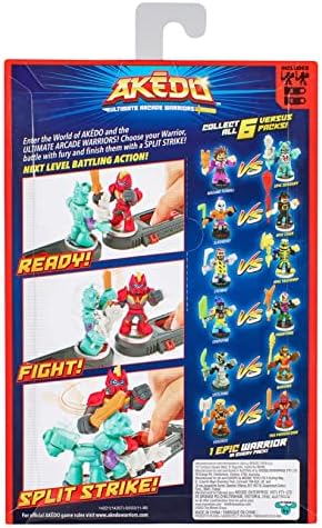 Akedo 14271 Ultimate Arcade Warriors Versus Pack EPIC POWERCORN VS KRAGNOX Mini Battling Action Figures Ready, Fight, Split Strike