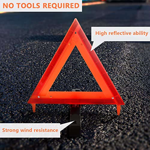 Safety Triangles DOT Approved, Standard Warning Triangles Enmergency Reflector, Emergency Triangles for Vehicles with Carry Case(3 Pack,Without Sand) - Image 6