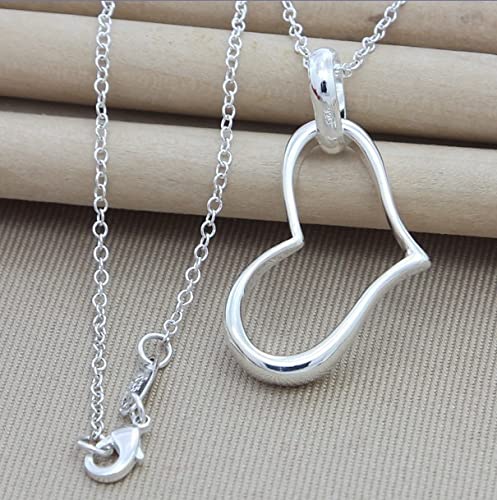 LNNSHX Collares de Plata de Ley, Collar de Plata 925, Colgante de Estrella de Moda, Collar de corazón con Cruz Redonda, Accesorios de joyería para Mujer, Regalo(8)