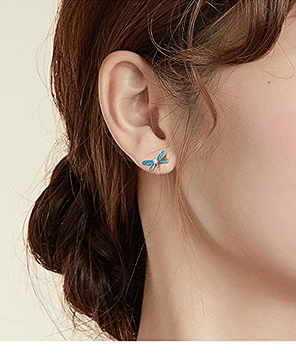 Orecchini A Libellula Arcobaleno In Argento Sterling 925 - Anallergici - Regalo Donna