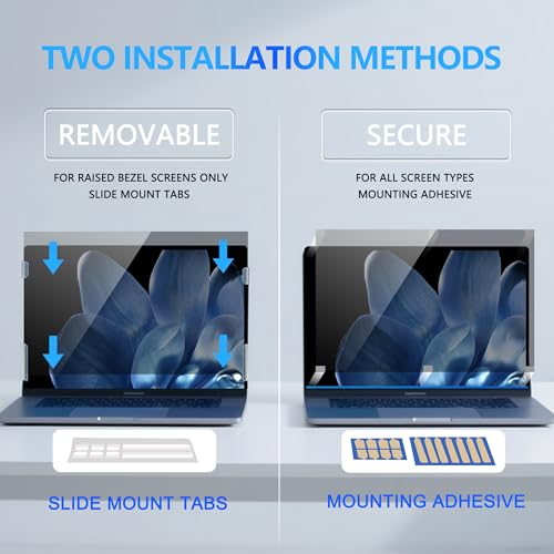 Image of 4-Way Laptop Privacy Screen Shield 16 Inch 16:10 Aspect, Removable 360 Privacy Filter Screen Protector for 16 Inch Laptop Computer, Anti Glare Blue Light Slide Mount Tabs Cover
