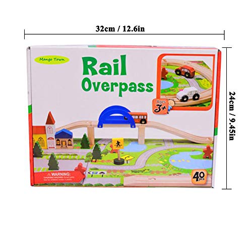 Mango Town Holz Eisenbahnen Holzeisenbahn Holzzug Set Stadtbahngleise Holzbahn Spielzeug FÜR Konstruktionsspielzeug Ab 3… – Bild 8