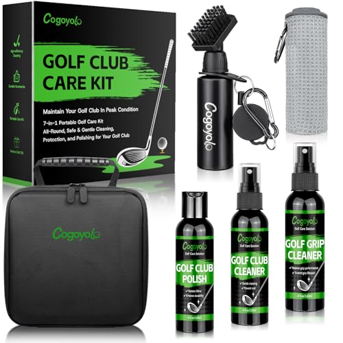 Cogoyolo Pro Golf Club Care Kit With Golf Club Cleaner,Polish,Brush,Grip Cleaner,Golf Club Cleaning Kit Golf Accessories For Men, Golf Gifts For Golfers