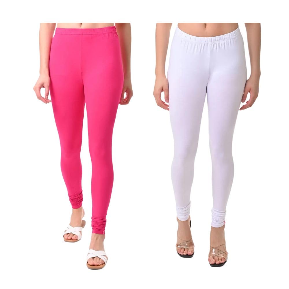Soft Cotton Churidar Leggings for Women | Stretchable | Mid Rise | Full Length | Breathable Fabric Comfortable Fit | Ethnic Bottom Wear (Pack of 2)-image-8