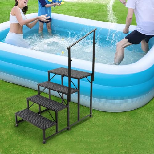 Escalera de 4 pasos con pasamanos de acero resistente 450 lb miniatura 3