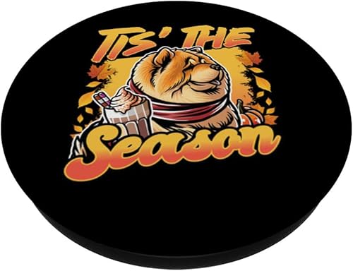 Miniatura 2 de Chow Chow Dog Scarf Pumpkin Happy Thanksgiving PopSockets Standard PopGrip