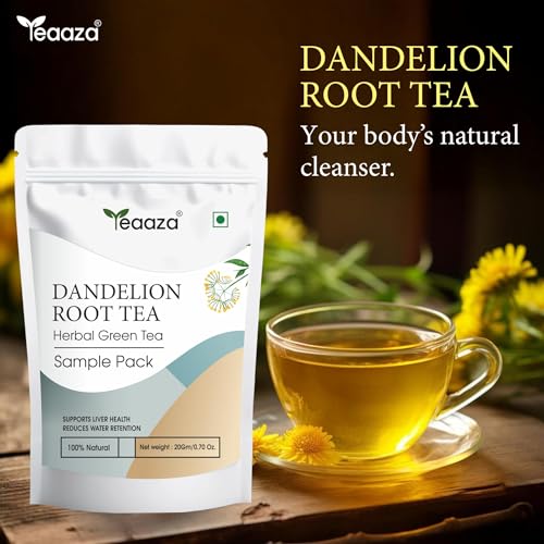 Image of Teaaza Dandelion Root Tea | Organic Dandelion Tea for Liver Detox, Weight Management| Improves Kidney Function & Digestive Health | 20 Grams Loose Tea Leaves-10 Cups | Caffeine Free-Sample Pack