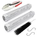 12" Pellet Smoker Tube for pellet Grill 2 Pack Cold Smoker Generator for BBQ Stainless Steel Wood Pellet Tube Smoker Fit Electric Gas Charcoal Grill, Provides Food tong and Brush and Hook