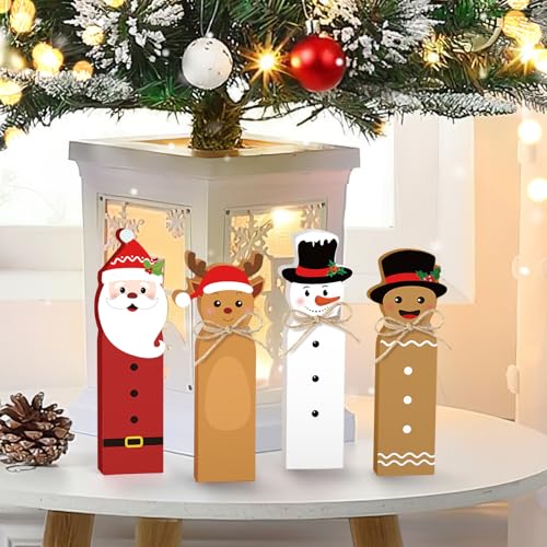 Christmas Noel Decorations, Wooden Noel Block Table Centerpiece Sign, Santa Claus Reindeer Snowman Tiered Tray Decor for Xmas Winter Holiday Home Decor (Xmas) – Image 7