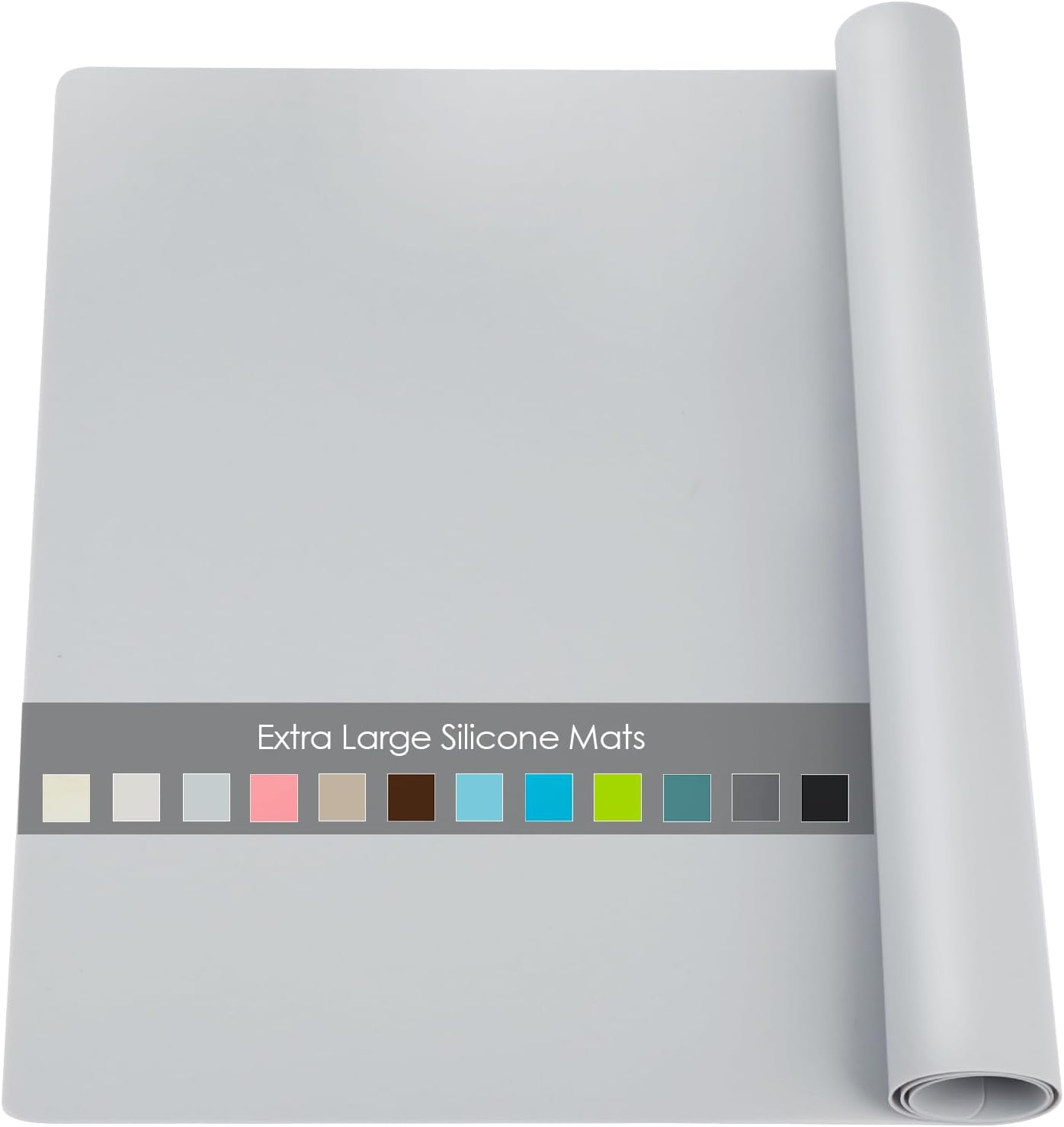 Extra Large Silicone Mat, Food-Grade Flexible Silicone Table Mats for Kids Non-Slip Placemat Waterproof Heat Insulation Countertop Protector Pastry Mat Silicone Pad, 27.6''x19.7'' Gray, 1Pcs