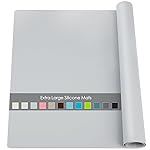 Extra Large Silicone Mat, 31.5x23.6 Large Silicone Placemats for Kids, Gray Large Silicone Sheet for Crafts Heat Resistant Mat for Kitchen Counter, Non-Stick Silicone Table Mat for Dough and Pastry