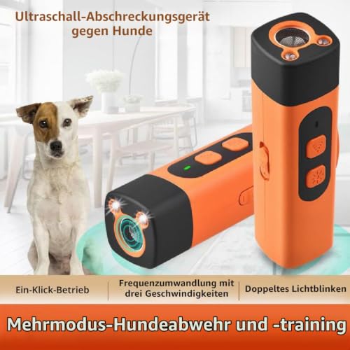 Ruhemeister Pro - Schonendes Ultraschall, Ruhemeister Hund, Ultraschall Hundegebell, Ultraschall Antibell Gerät mit 3 Einstellbaren Frequenzen LED-Taschenlampe Bellen Stopper für Hunde, Haustiere