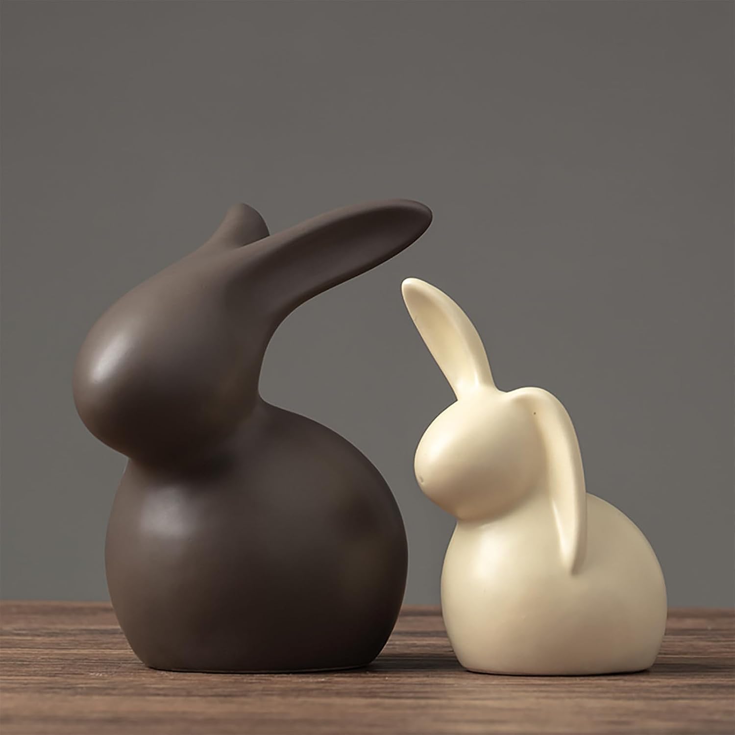 Ceramic Rabbit Key Tray & Trinket Dish - 7x7.3 Inch Silver Bunny Statue For Entryway, Desk, Or Dresser