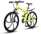 Outroad 26 Inch Folding Mountain Bike, 21 Speed Full Suspension High-Carbon Steel MTB Foldable Bicycle, Dual Disc Brake Non-Slip Folding Bikes for Adults/Men/Women, Green