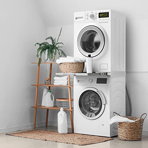 ML-Design Zwischenbaurahmen mit Ausziehplatte aus Stahl, 60x60 cm, Weiß, Verbindungsrahmen für Waschmaschine/Trockner… – Bild 7