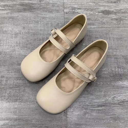 TN TANGNEST Ballet Flats for Women Elegant Double Strap Mary Jane Flat Shoes Soft Leather Square Toe Slip On Dressy Flats2