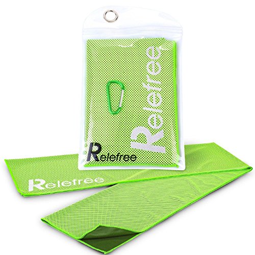 Relefree sport raffreddamento rapido fredda, assorbente, riutilizzabile, con borsa impermeabile & climbing clip per golf, famiglia gite, viaggi, escursionismo, allenamenti, Green