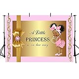 MEHOFOTO Cute Girl Baby Shower Pink and Gold Photo Studio Booth Background Bow Tie Little Princess Backdrops Banner for Photography 7x5ft