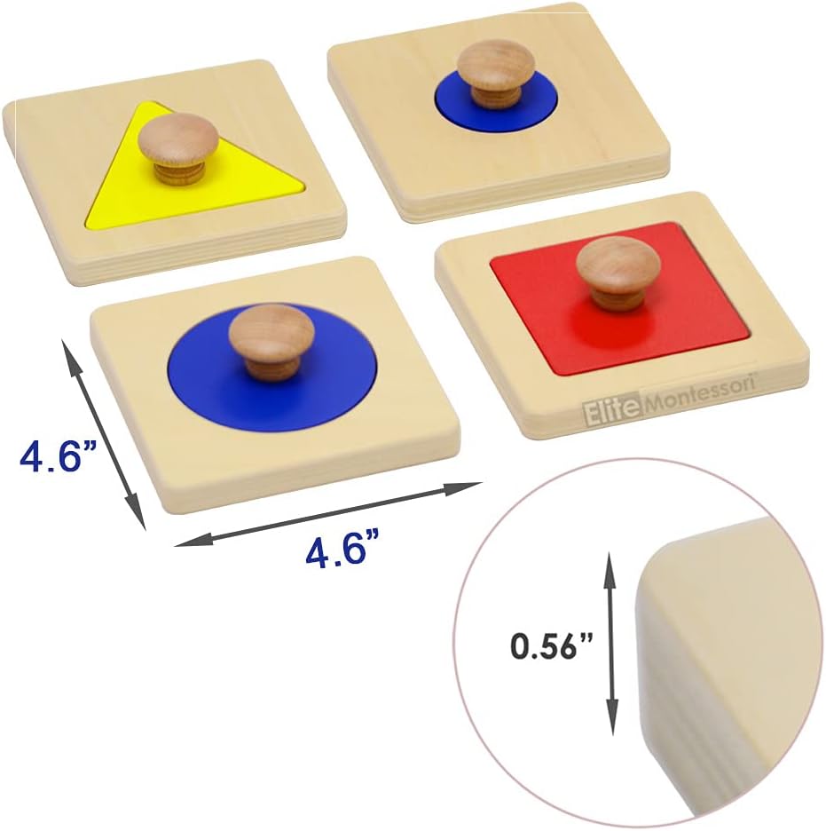 Elite Montessori Thick Single/Multiple Shape Jumbo Knob Puzzles Preschool Toddler Learning Material (Single Shape Puzzles)