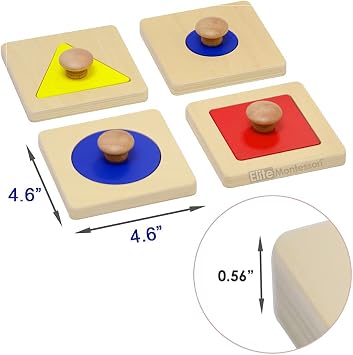Elite Montessori Thick Single/Multiple Shape Jumbo Knob Puzzles Preschool Toddler Learning Material (Single Shape Puzzles)