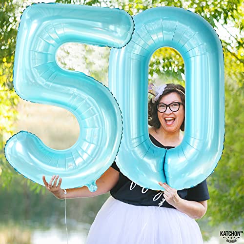 Image of KatchOn Light Blue 0 Balloon Number 40 Inch