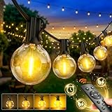 Outdoor String Lights Mains Powered - G40 Garden Festoon Lights 100FT/30M Dimmable with Remote Control Shatterproof LED Bulbs 3 Modes & 2 Timer Settings Waterproof for Outdoor Patio Gazebo Pergola