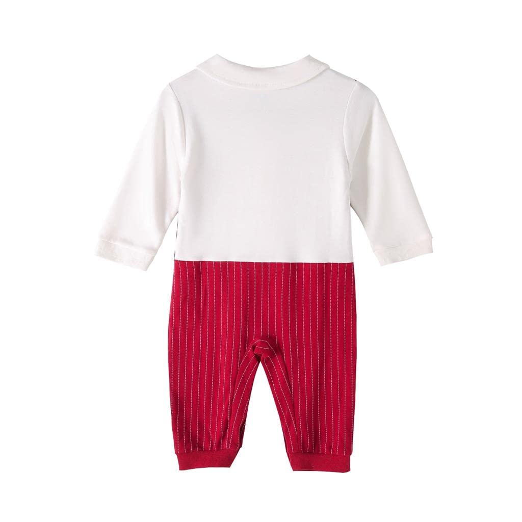 Lito Angels Costume de Gentleman Body de Smoking Barboteuse avec Nœud Papillon pour Bebe Garçon Taille 3 à 24 Mois, Bleu Marine/Rouge