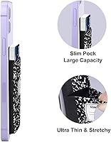 Vista 5 de FINCIBO Cartera universal autoadhesiva de licra de microfibra para todos los teléfonos móviles inteligentes, libro de composición negro, Libro