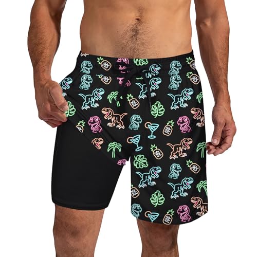 Cozople Mens Swim Trunks 7Inch with Compression Liner Quick Dry Swimsuit Swim Shorts Phone Pocket Swimwear