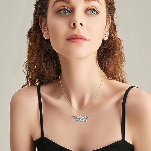 CUOKA MIRACLE Dragonfly Necklace 925 Sterling Silver Abalone/Oil Drop Dragonfly Necklace for Women mit Moonstone Dragonflies Pendant Jewelry Christmas Birthday Gifts for Women Men Mom Girlfriend3