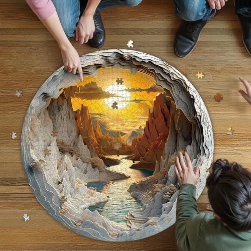 Masseruon Puzzles for Adults 1000 Pieces-Sunset Canyon Round Hard Puzzle - image 3