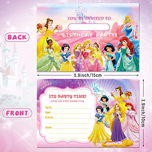 Figall Princess Birthday Invitations, 24 Pcs Princess Invitations For Girls Birthday Party Celebration With 24 Envelopes, Anime Themed Princess Party Invitations Party Supplies #TOP1