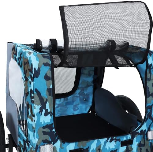 【LuckyNote】 Outdoor Heavy Duty Collapsible Pet Bike Trailer with 16-Inch All-Terrain Wheels & Universal Hitch – Foldable Dog/Cargo Carrier Cart for Bicycles, 42.5x31.5x27.5 Inches