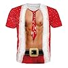 Cozople Mens Christmas Shirts Ugly Fake Muscle Tee Shirt Novelty 3D Printed Abs T Shirts Graphic Tees for Vacation Party