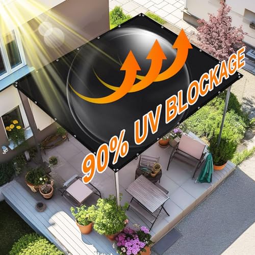 Artpuch 90% Sun Shade Cloth, 12 x 16 FT Pergola Shade Cover Canopy with Grommets, Sun Screen Fabric Tarp for Patio, Outdoor, Garden, Backyard, Black — view 3