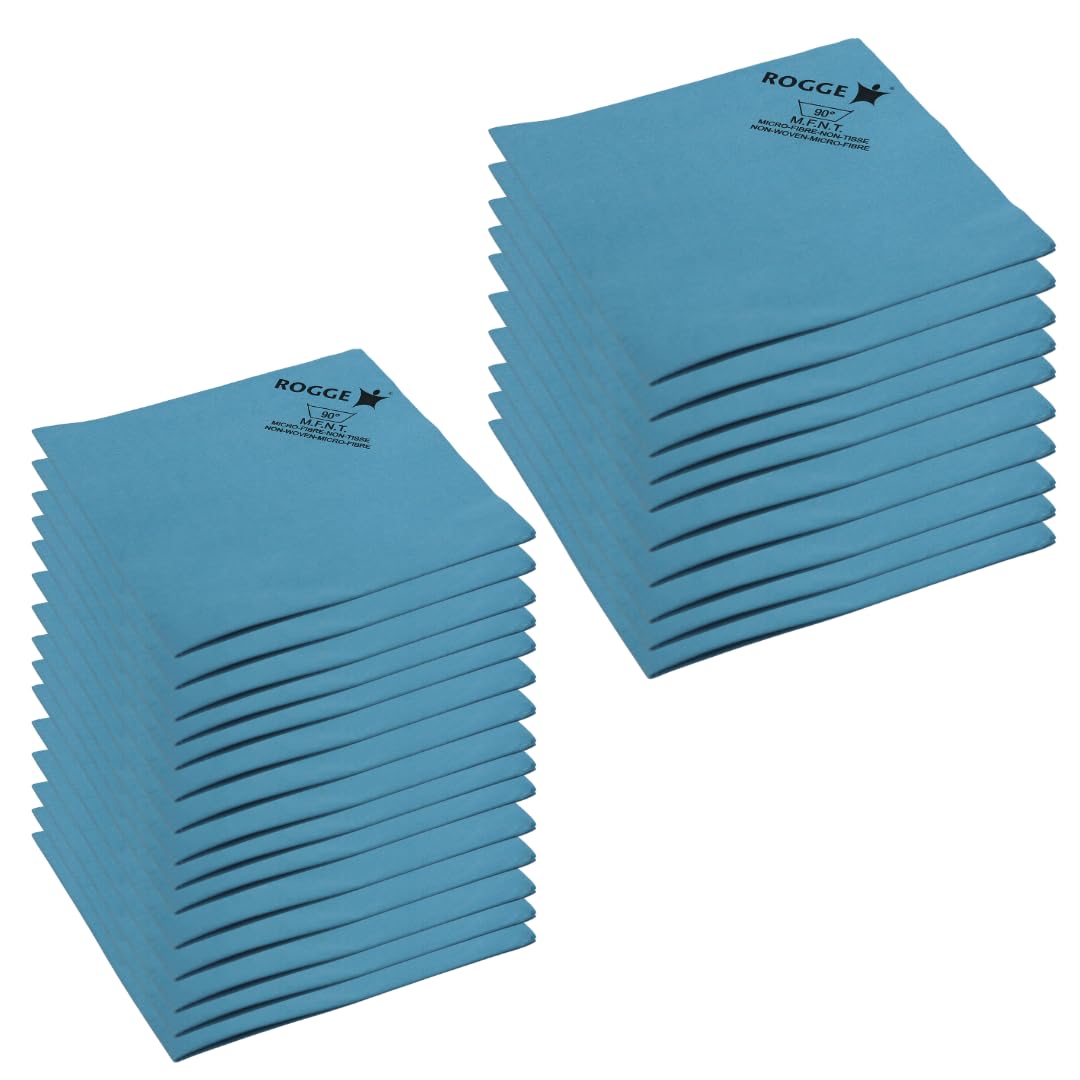 ROGGE 25er Pack PPM HighTec Microfaser Reinigungstücher. Für Haushalt, Home oder Office, 38x40cm, blau. Für alle glatten und empfindlichen Oberflächen bestens geeignet.