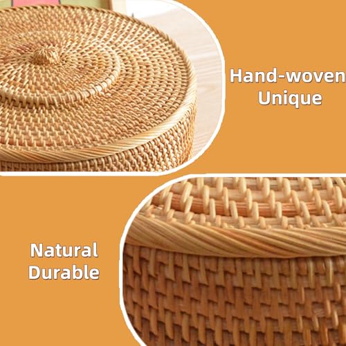 Covzoe Rattan Tortilla Warmer, 10 Inches Large Handcrafted Bread Basket with Removable Lid, Tortilla Holder Food Storage Container with Towel Cloth for Pancake Mexican Party Taco Tuesday by Covzoe - Image 3
