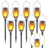 LazyBuddy Solar Lights Outdoor Waterproof, Large Solar Torch Light with Flickering Flame, 3 in 1 Fir