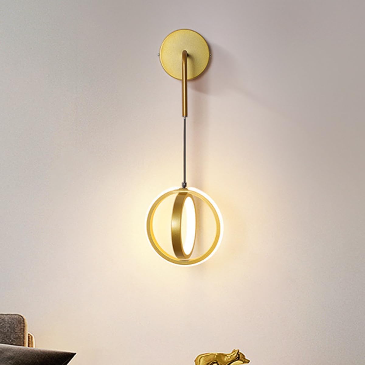 Matte Lamp Aluminum Decorative Bedside Wall Mounted Reading Light Indoor Device for Living Room (Black 3colordimming)