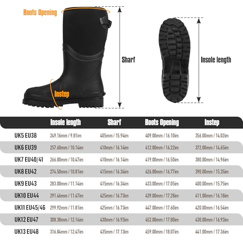 GUGULUZA Neopren Isoliert Gummistiefel für herren Jagd Angeln Hof warme Wasserdicht Stiefel Schwarz