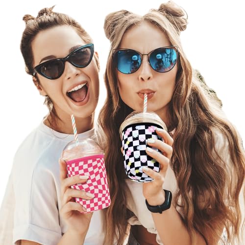 Image of 3 Pack Reusable Sleeve for Iced Coffee Cup, Coffee Neoprene Sleeve for Iced&Hot Drinks, Coffee Sleeve Compatible with Starbucks, Dunkin Coffee Cup. (Pop Star Leopard)