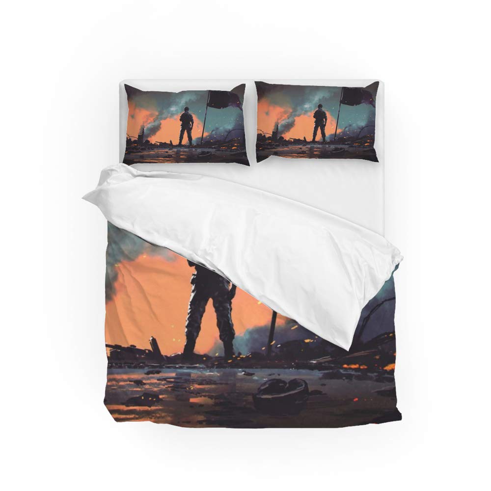Housse de couette ultra douce motif soldat en microfibre résistante