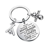 BAUNA Softball Keychain Softball Gift Always Remember You Are Braver Than You Believe Keychain with Inspirational Quote for Softball Player Team Coaches (Softball Keychain)